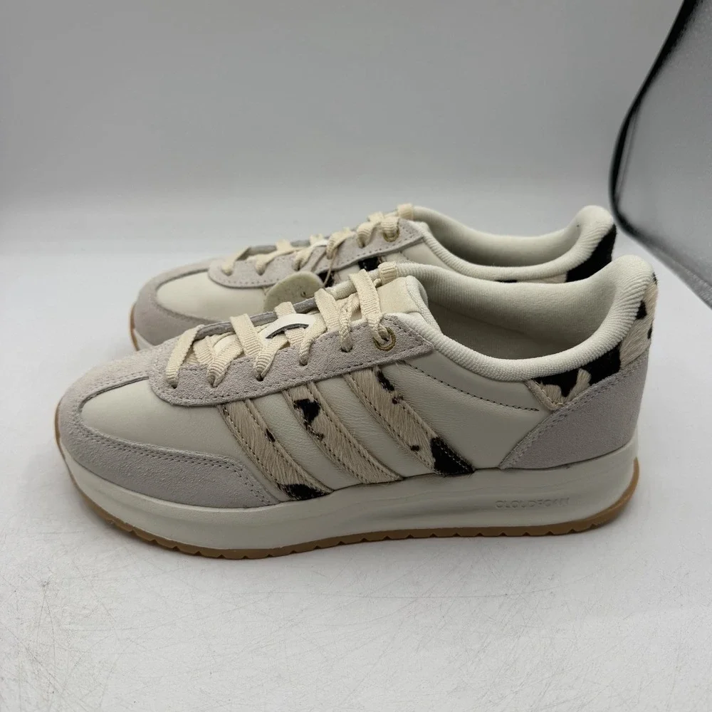 Adidas Run 70s 2.0 Running Shoes Womens Sz 7 Cream/Leopard Sneakers‎ JP6160